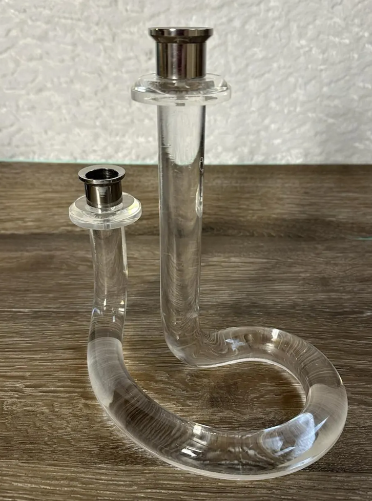 Dorothy Thorpe Modern Classic Chic Twisted Lucite Candle Holder Vintage 1970's Mid Century