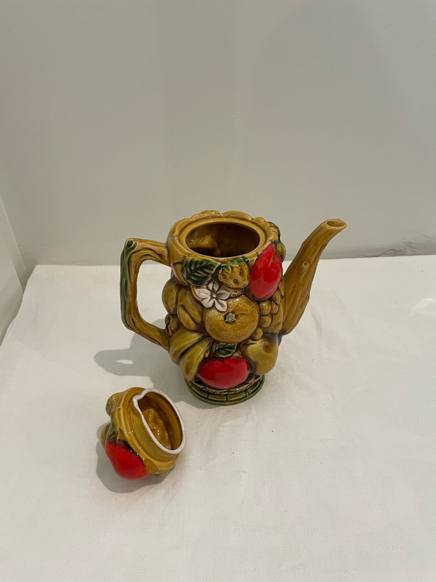 Japanese Fruit Motif Yellow Tea Pot