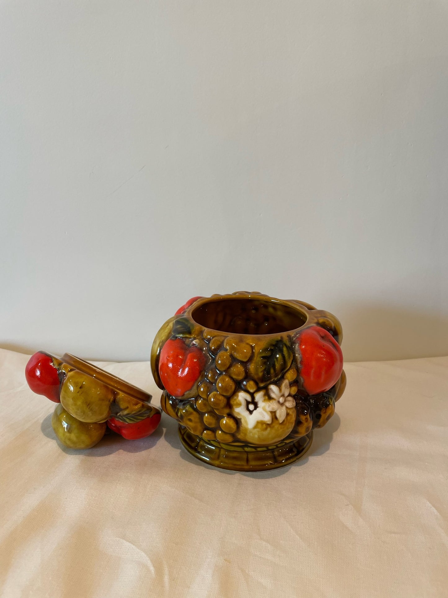 Japanese Fruit Motif Yellow Bowl with Lid