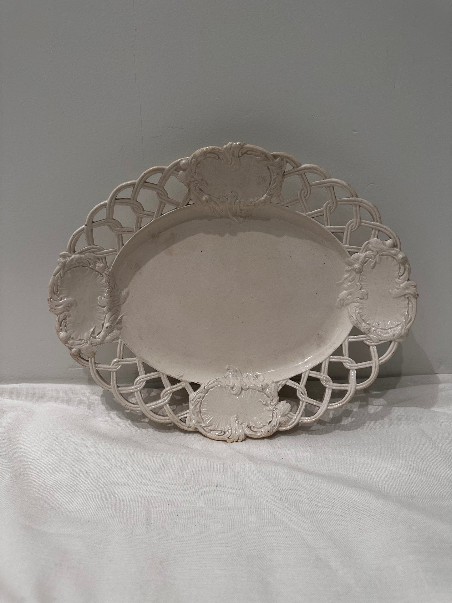 Creamware Oval Reticulated Dish