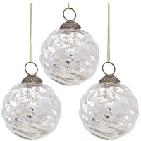 Silver Solene Mercury Glass Swirled Ball Ornament Christmas Decoration