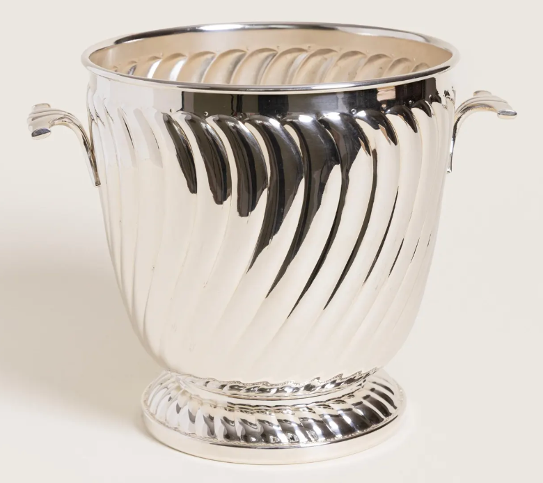 Vintage Fluted Silver-Plate Champagne Ice Bucket, Made in Italy