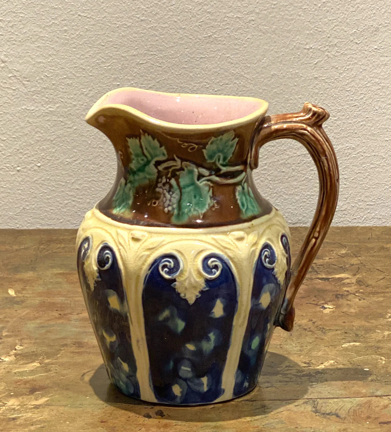 Majolica Pitcher with Grape Vines