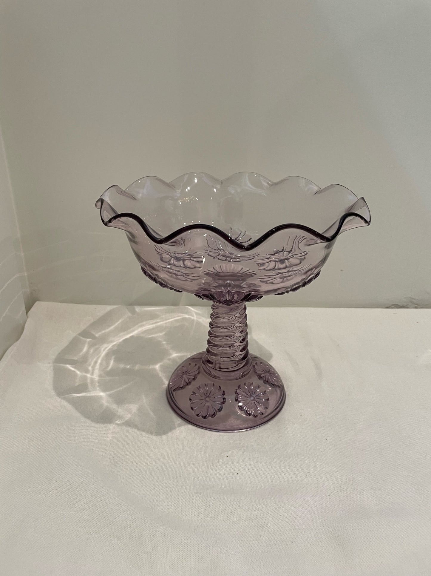 Purple Glass Bowl with Floral Motif