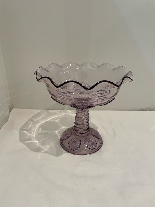 Purple Glass Bowl with Floral Motif