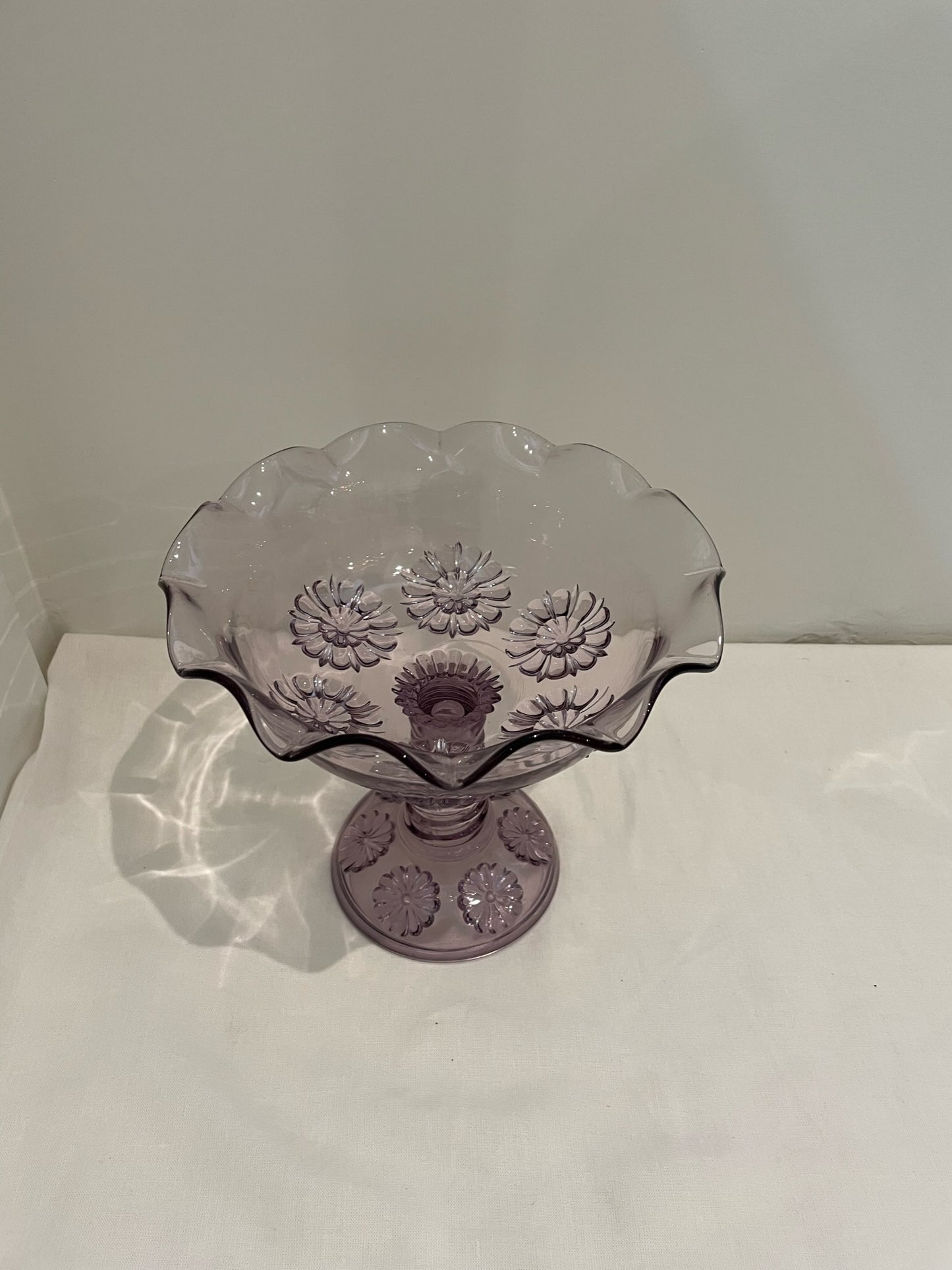 Purple Glass Bowl with Floral Motif