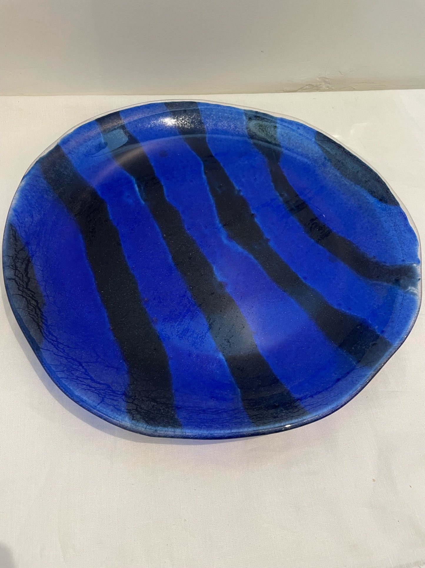 Cobalt and Black Striped Platter