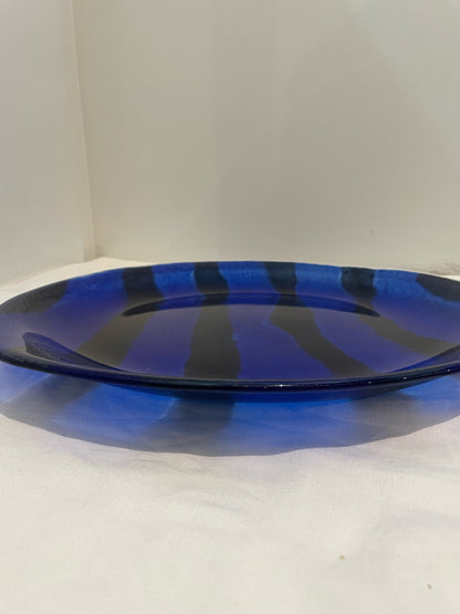 Cobalt and Black Striped Platter