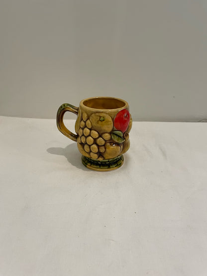 Japanese Fruit Motif Yellow Mugs, Set of 4