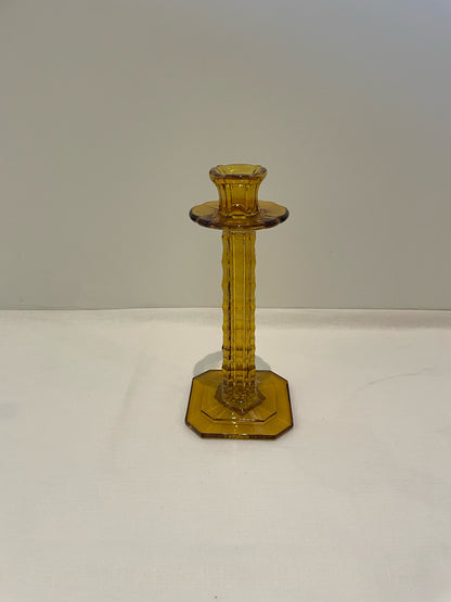 Pair of Amber Glass Candlesticks