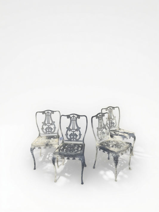 Set of 4 White Painted Garden Chairs