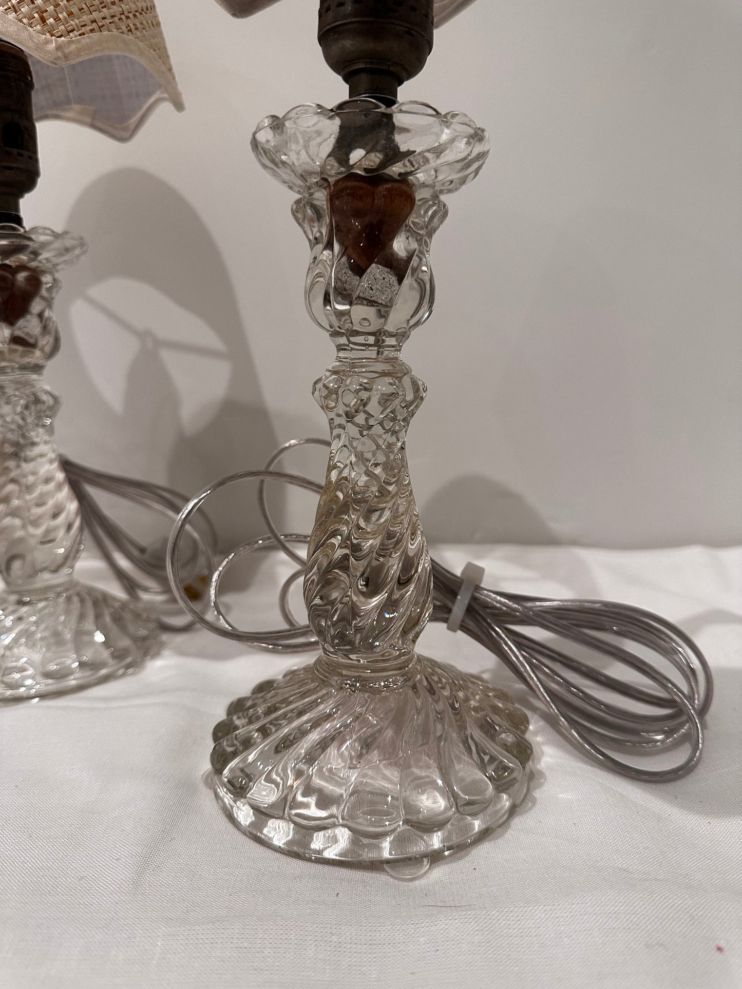 Pair of Vintage Crystal Candlestick Lamps