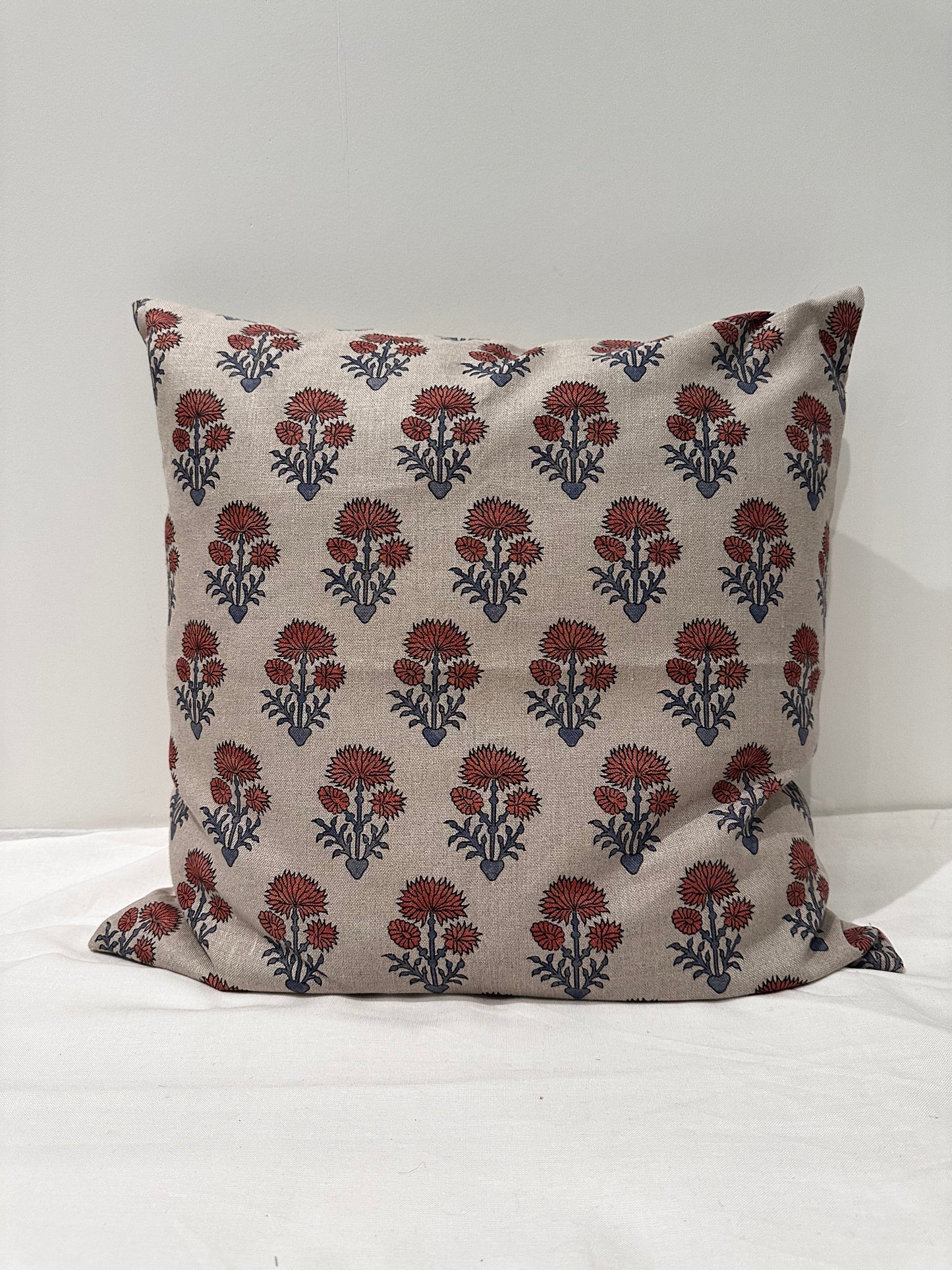 Linen Floral Motif Pillow