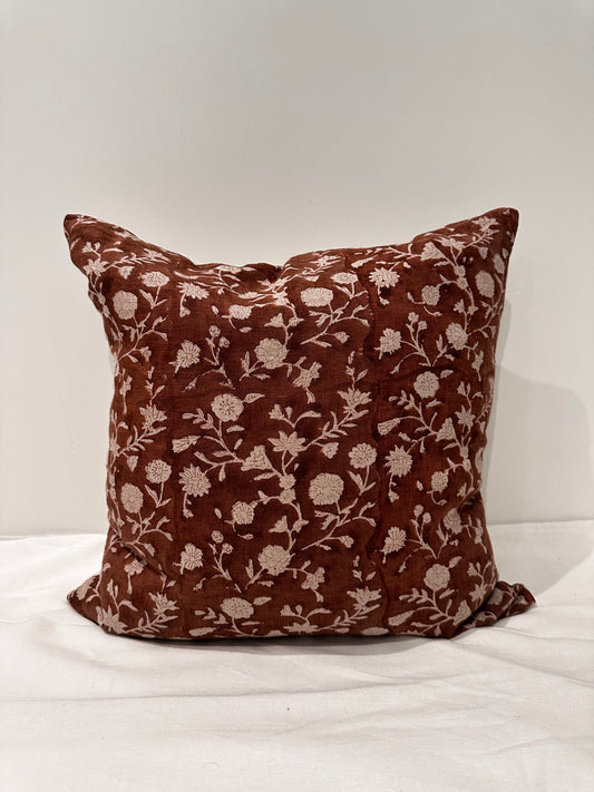 Floral Terra Cotta Linen Pillow