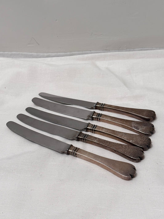 English Silver Plate Breakfast Knives, Set of 5