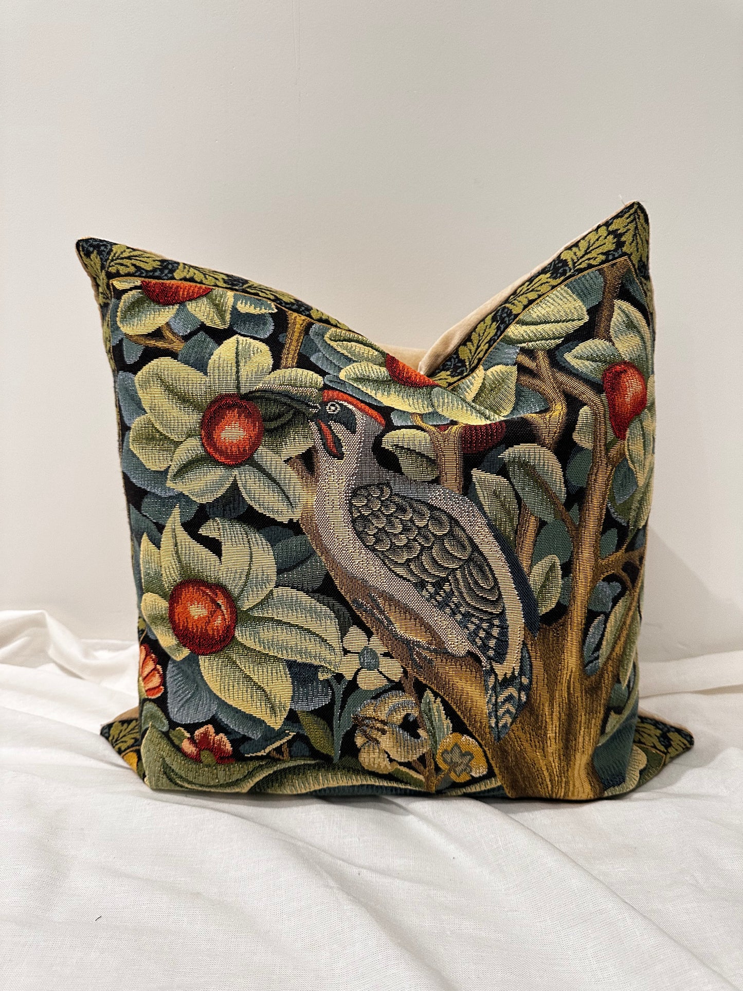 Orchard Woodpecker Pillow by William Morris