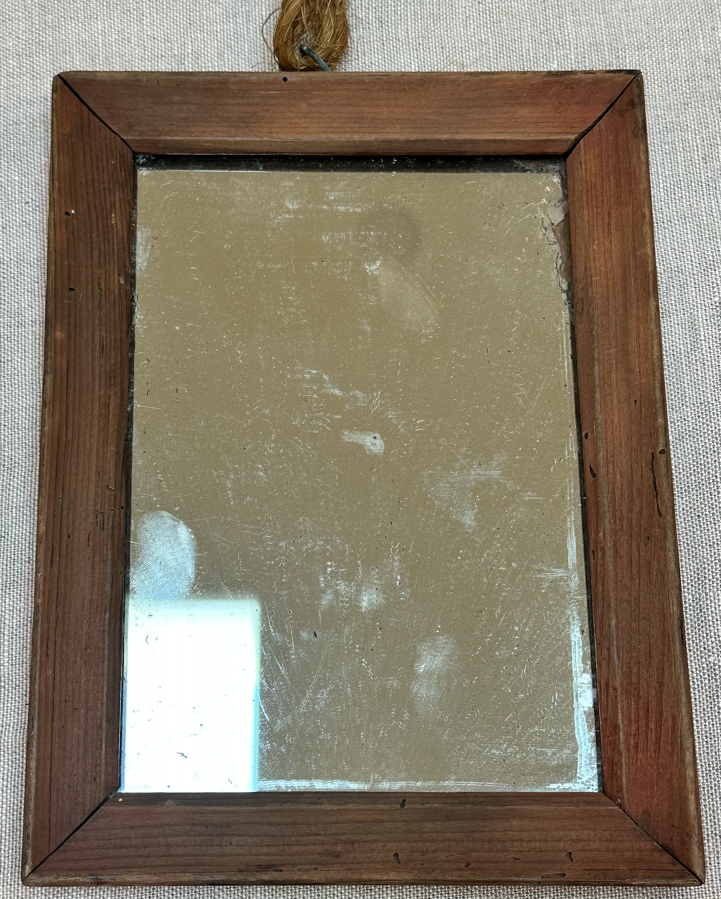 Small Rustic Antique Wooden Wall Mirror