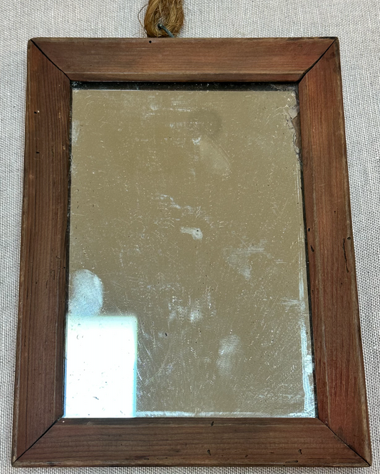Small Rustic Antique Wooden Wall Mirror