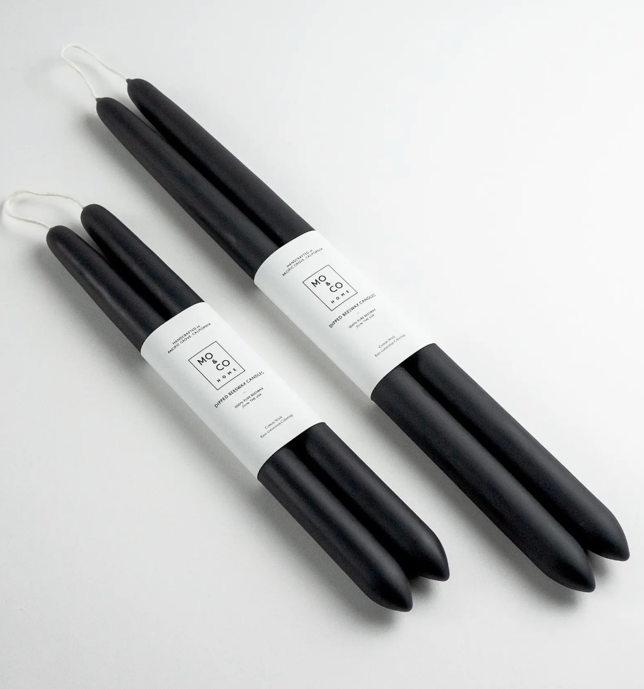 Charcoal Beeswax Taper Candles, Pair of 2