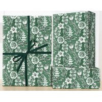 Vintage Green Flora Wrapping Paper Roll, c1750-1850