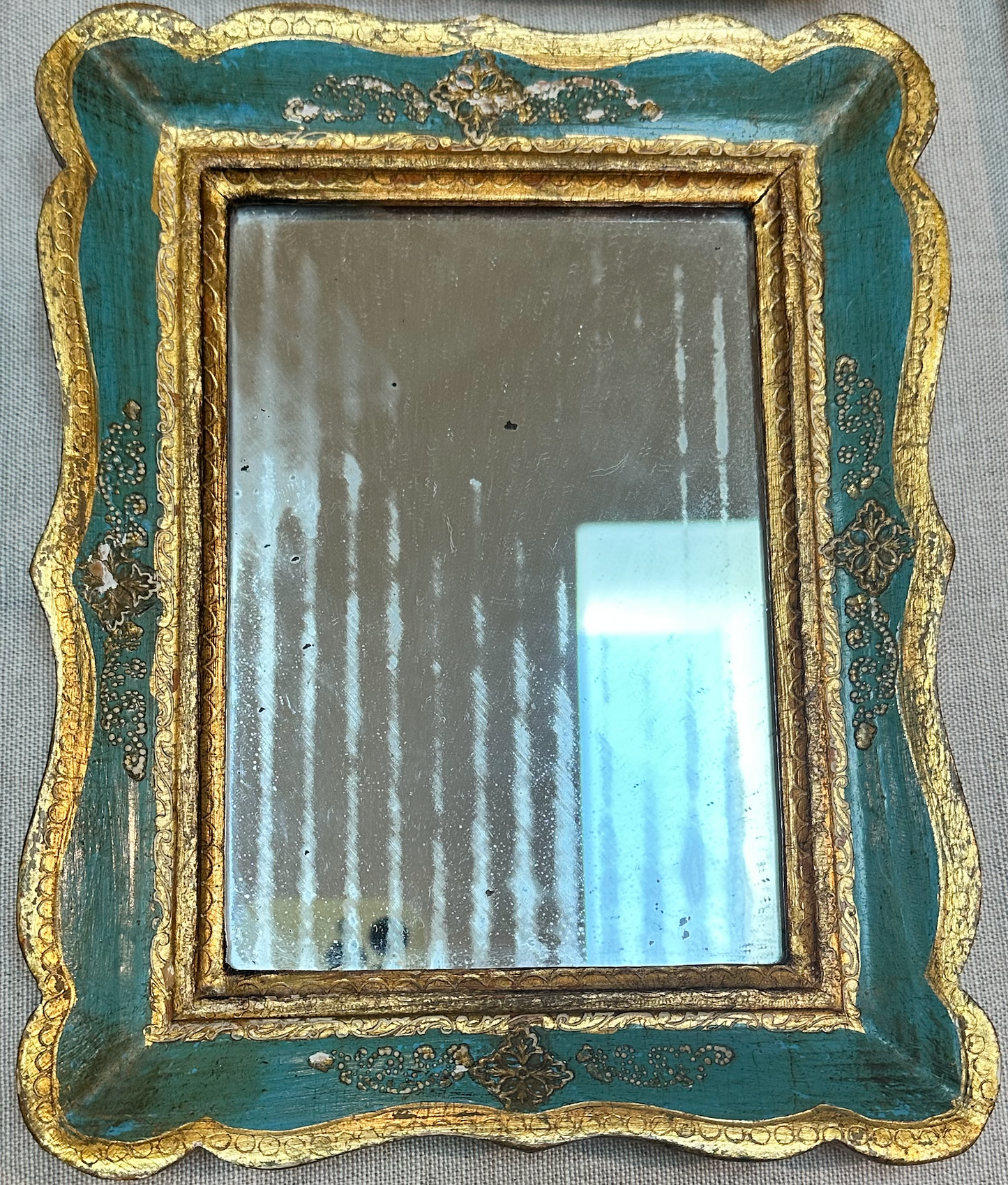Vintage Italian Florentine Distressed Wall Mirror